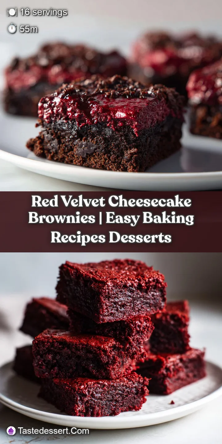 Close-up of a fudgy brownie edge, revealing vibrant red velvet layers and creamy white cheesecake.