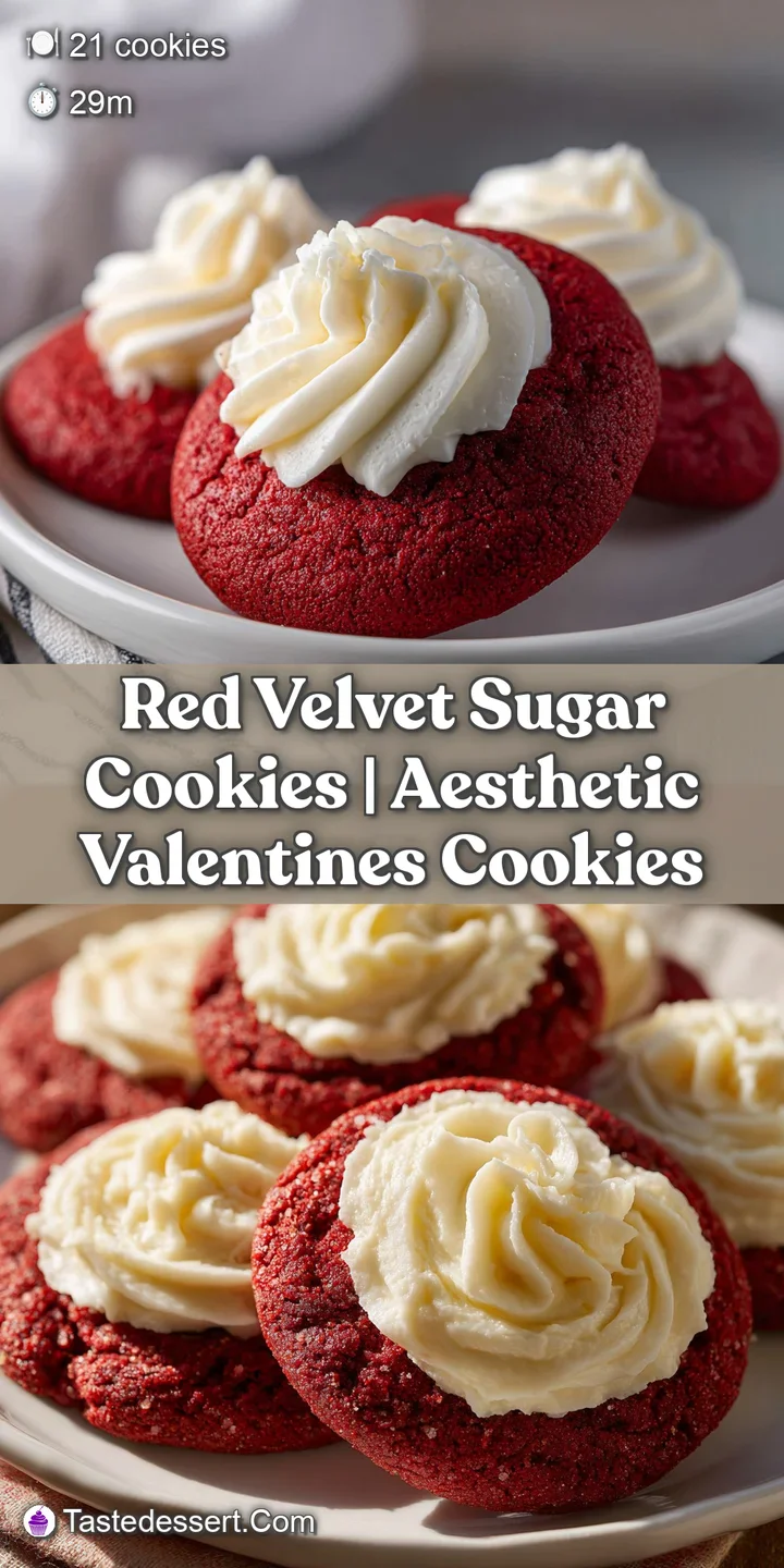 Extreme close-up of a rich red cookie showing a soft, fudgy texture with a swirl of creamy white frosting on top.