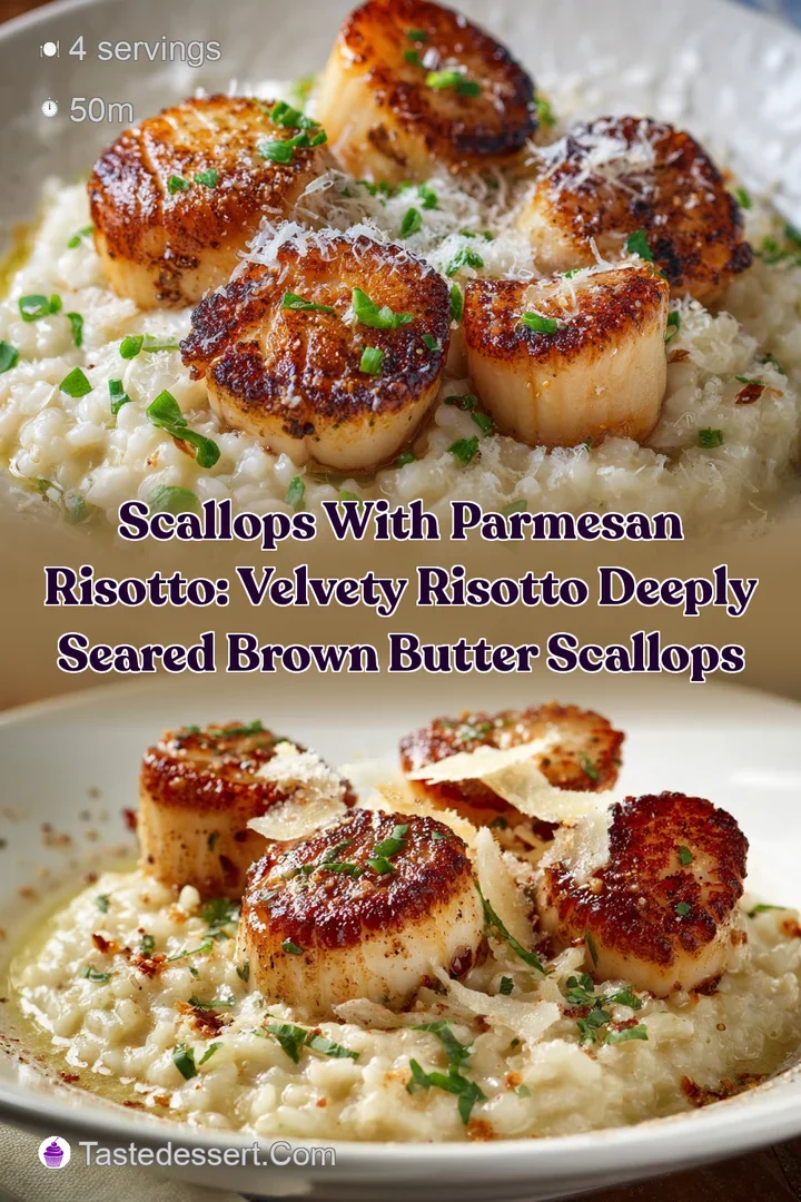 Scallops with Parmesan Risotto: Velvety Risotto Deeply Seared Brown Butter Scallops