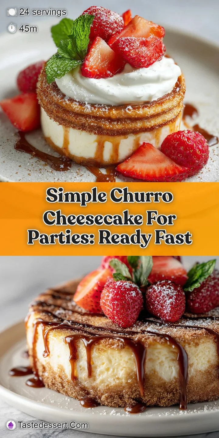 Close-up of a golden churro cheesecake; crisp exterior, soft creamy center dusted with cinnamon sugar, glistening under br...