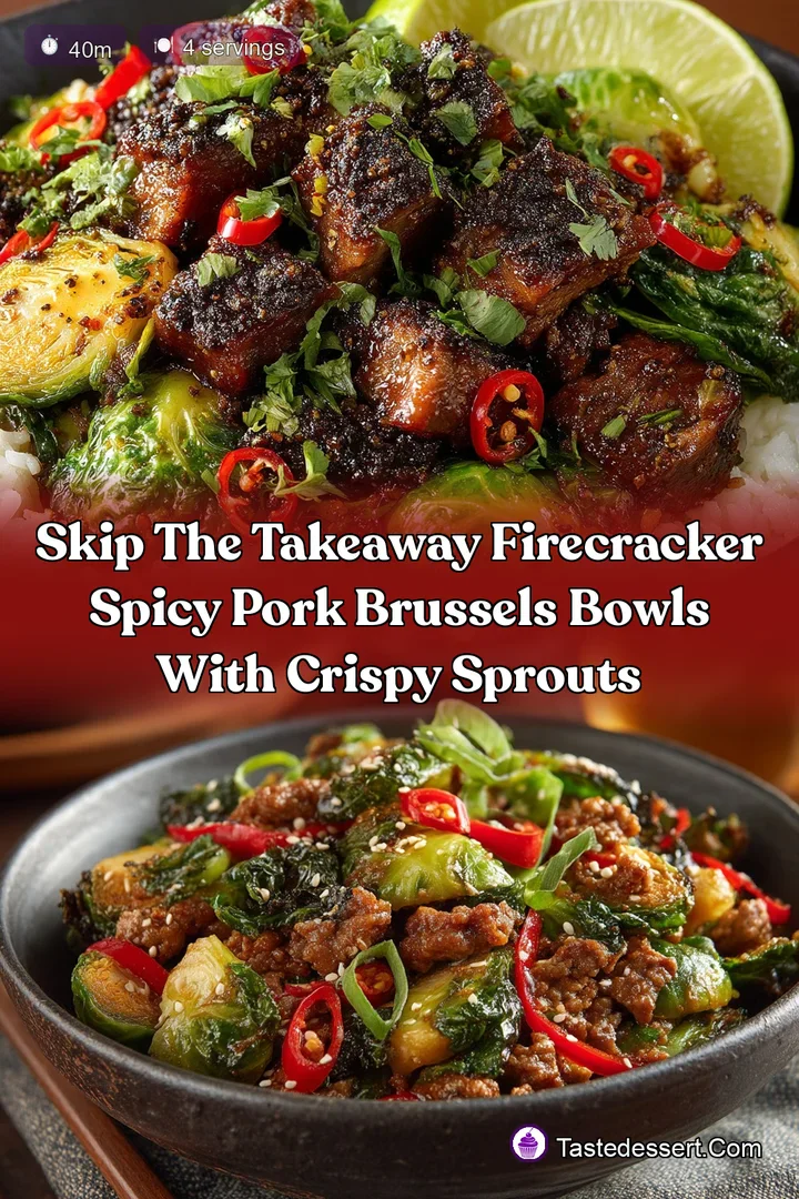 Skip the takeaway Firecracker Spicy Pork Brussels Bowls with Crispy Sprouts
