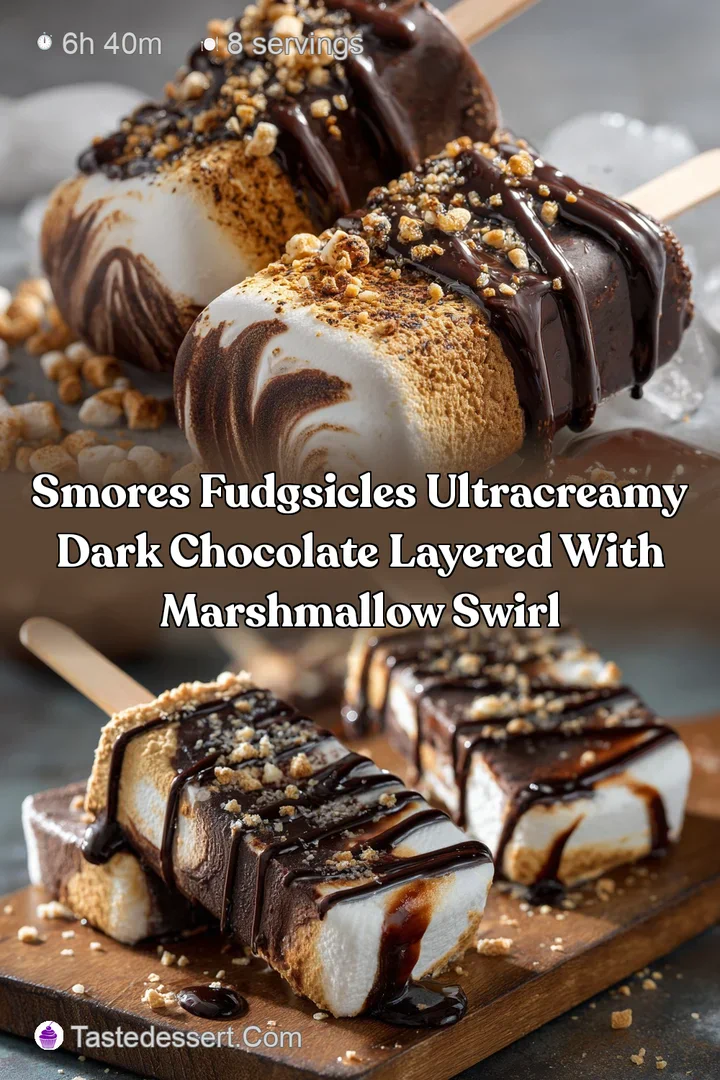 Smores Fudgsicles UltraCreamy Dark Chocolate Layered with Marshmallow Swirl