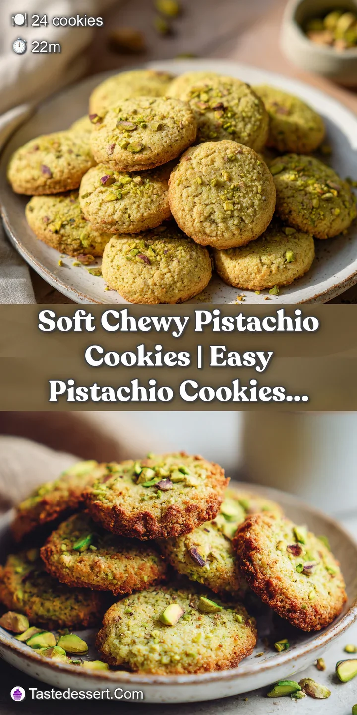 Soft green pistachio cookie, its slightly crinkled surface dusted with icing sugar, hints at a delicious, chewy center.