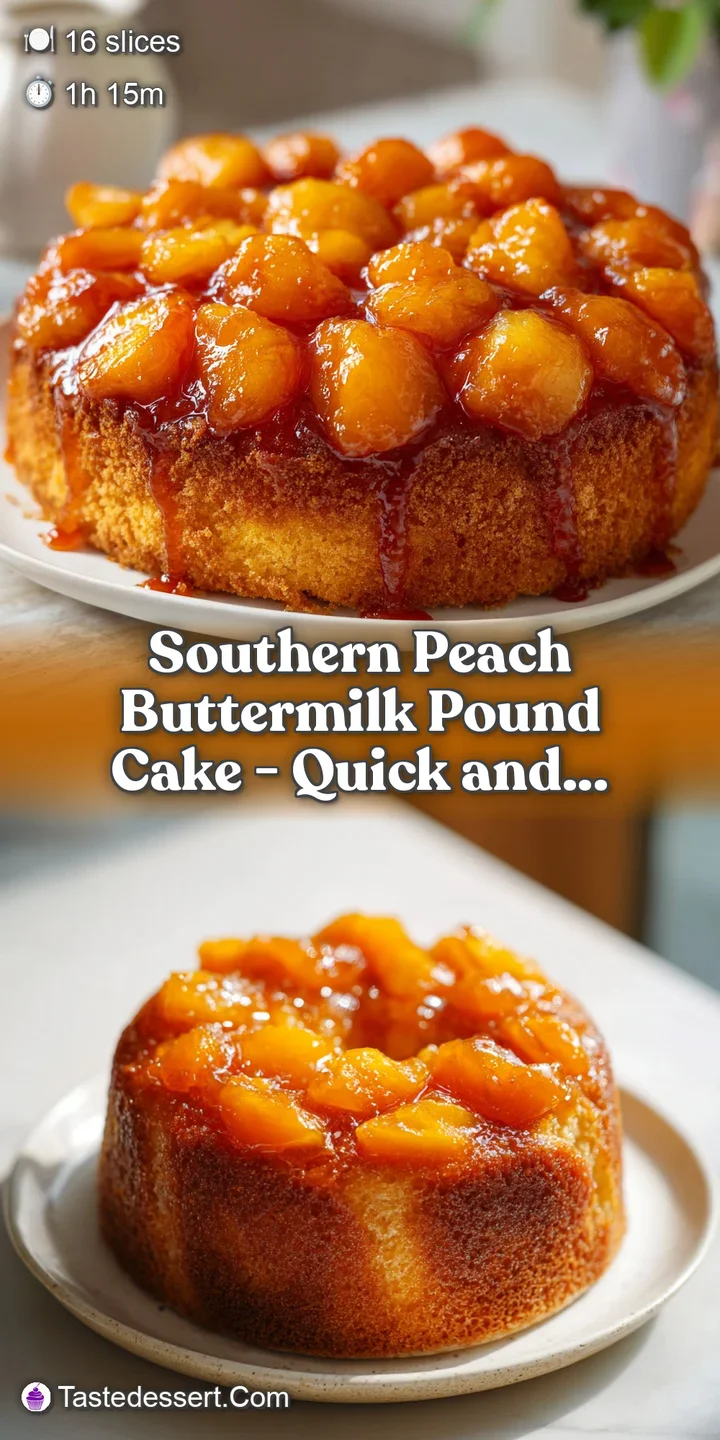 Extreme close-up of tender, buttery cake crumbs paired with shimmering, syrup-coated peaches and warm cinnamon tones.