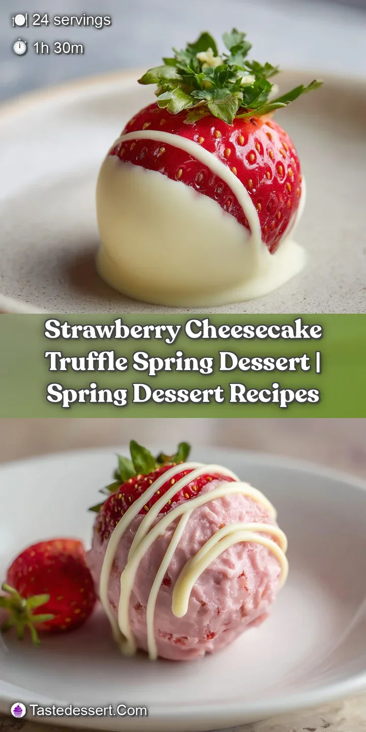 Close-up of a vibrant pink strawberry truffle, revealing a smooth, creamy interior and delicate white chocolate coating.