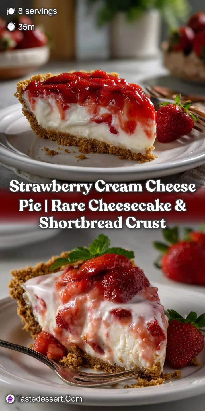 Strawberry Cream Cheese Pie | Rare Cheesecake & Shortbread Crust