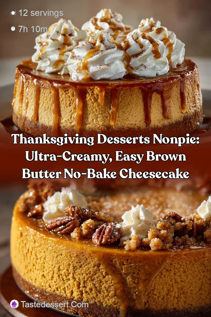 Thanksgiving Desserts NonPie: Ultra-Creamy Easy Brown Butter No-Bake Cheesecake