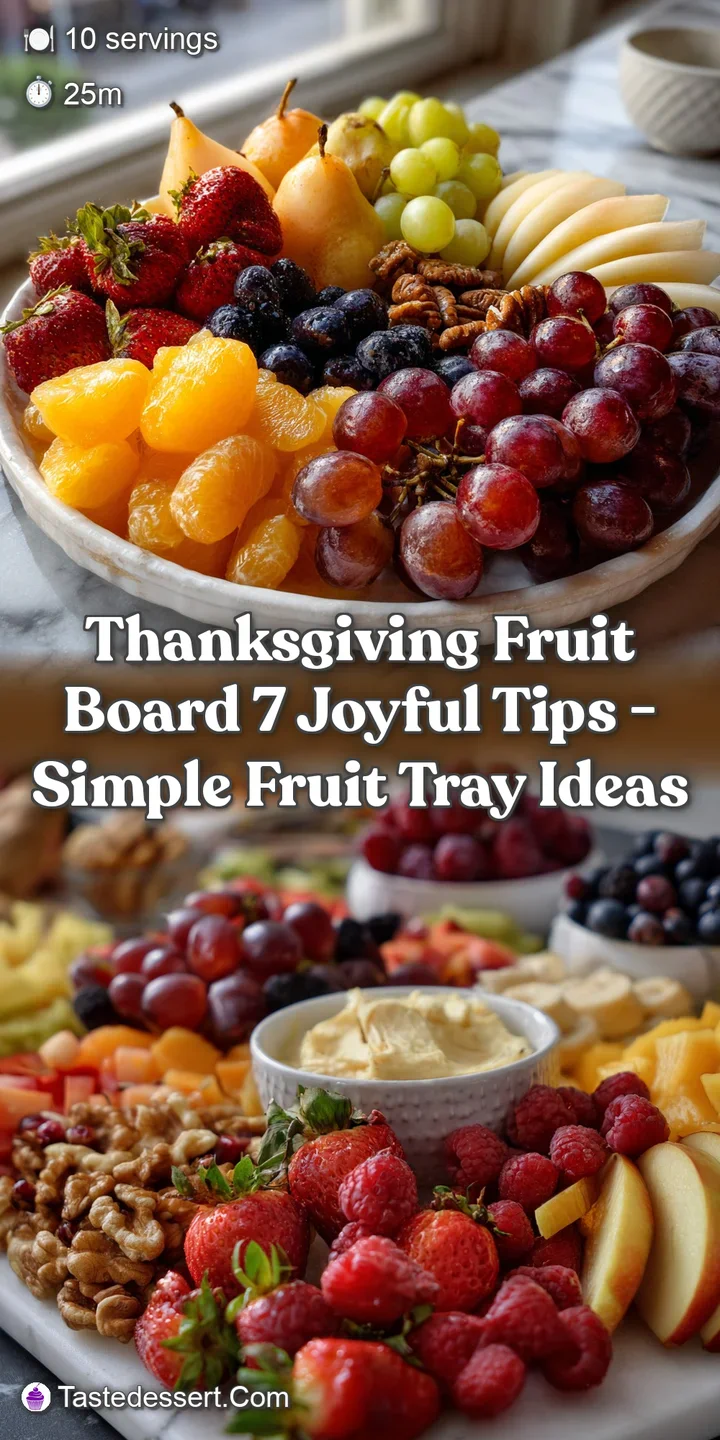 Vibrant Thanksgiving fruit board overflowing with jewel-toned berries, glistening grapes, and golden citrus, artfully arra...