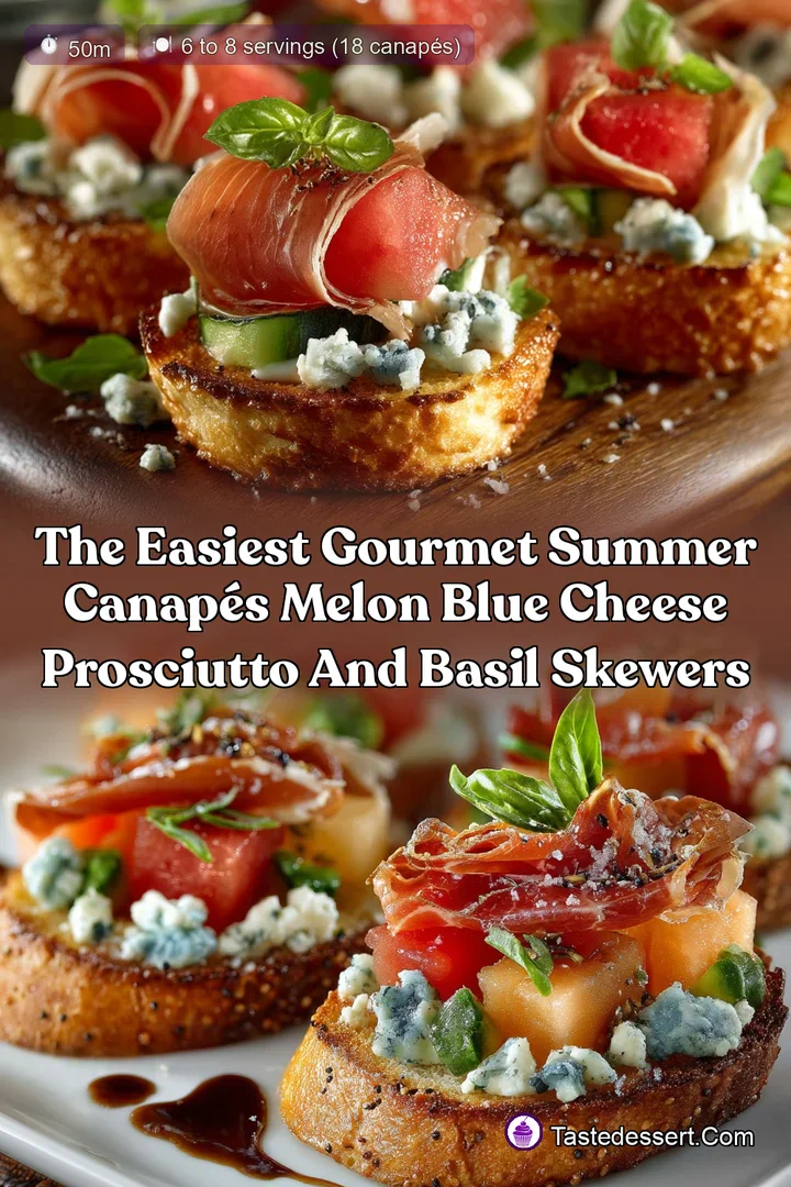 The Easiest Gourmet Summer Canapés Melon Blue Cheese Prosciutto and Basil Skewers