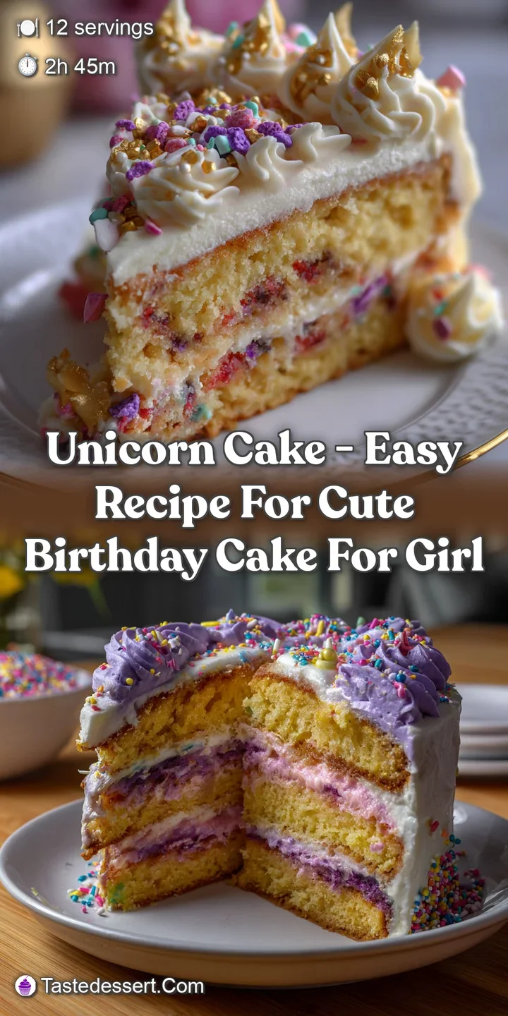 Unicorn Cake - Easy Recipe for Cute Birthday Cake For Girl