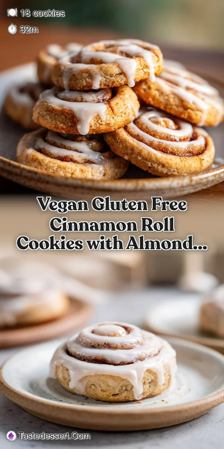 Close-up of a freshly baked cinnamon roll cookie, swirls of cinnamon filling visible, light glaze glistening on top. Warm ...