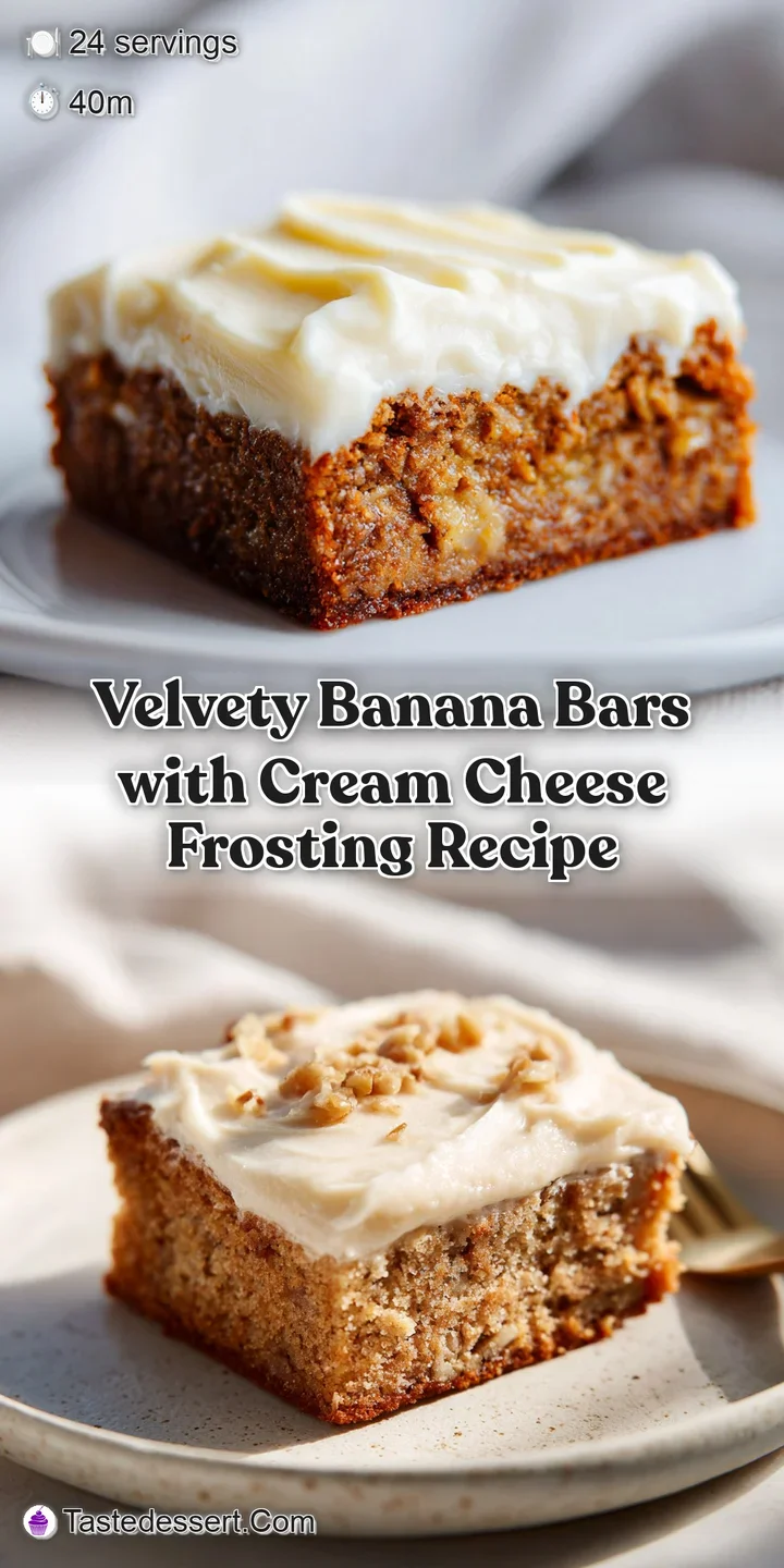 Close-up of moist banana bar; cream cheese frosting peaks entice with slight browning. Texture reveals a perfect, sweet in...