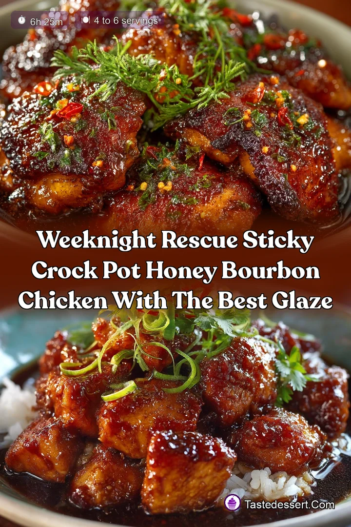 Weeknight Rescue Sticky Crock Pot Honey Bourbon Chicken with the Best Glaze