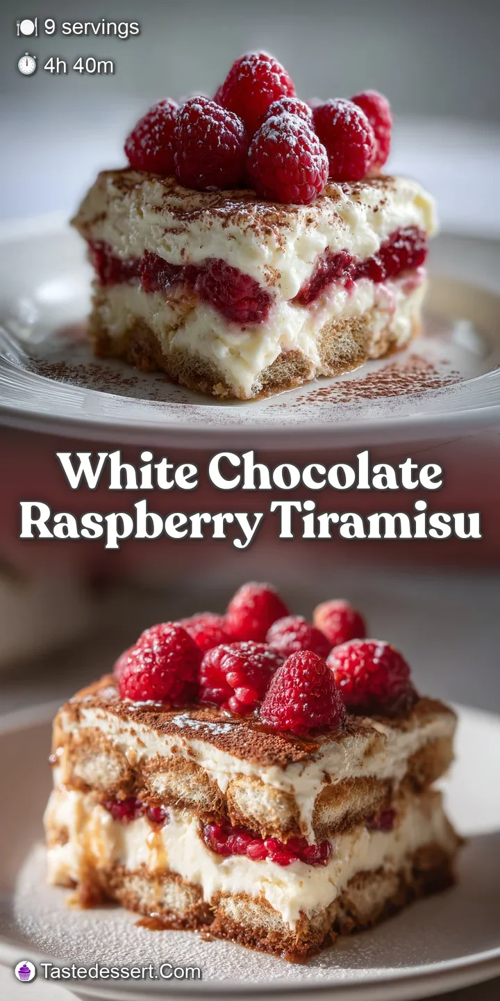 Close-up of a luscious tiramisu layer showing the rich cream, juicy raspberries, and delicate, coffee-soaked ladyfingers.