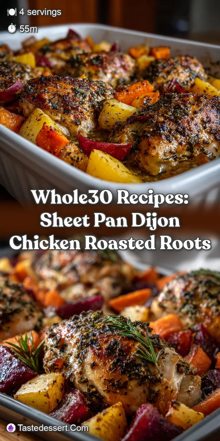 Whole30 Recipes: Sheet Pan Dijon Chicken Roasted Roots