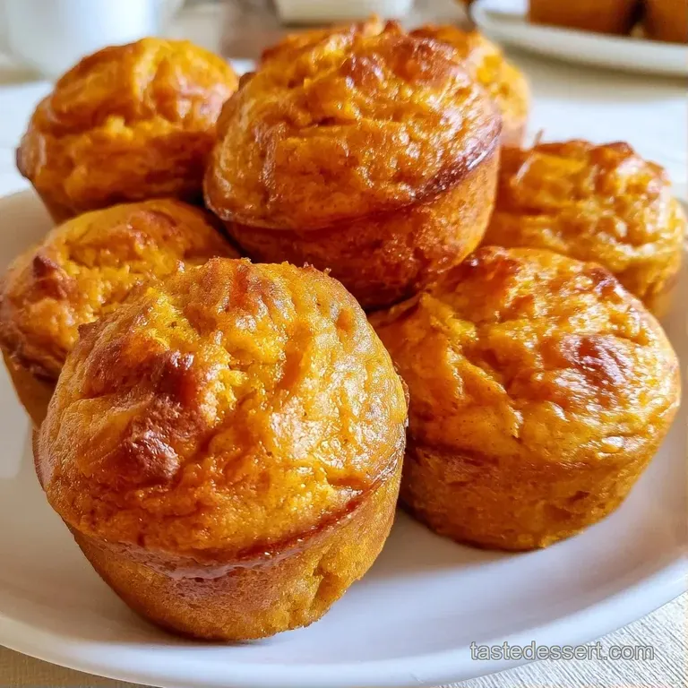 A stack of soft, amber-colored spiced cakes on a white ceramic plate with melted butter and autumn leaves.