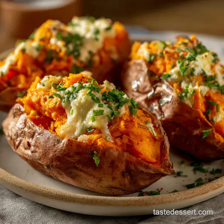 The Golden Ticket Perfectly Baked Sweet Potatoes in a Jiffy presentation