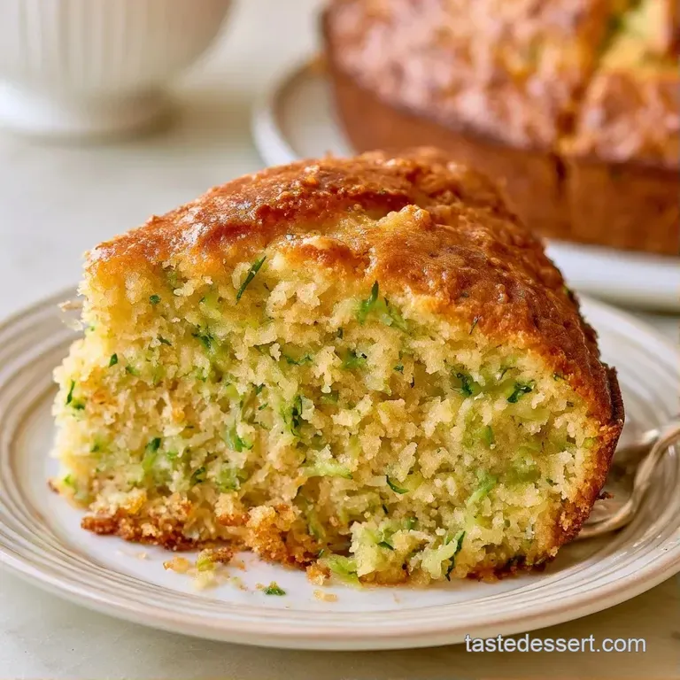 A slice of moist golden cake on a white ceramic plate, topped with a swirl of cream and a fresh mint leaf.