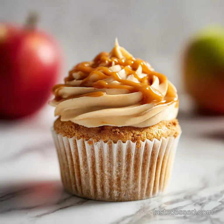 A single cupcake, artfully presented on a white plate, with rich caramel drizzled over fluffy frosting.
