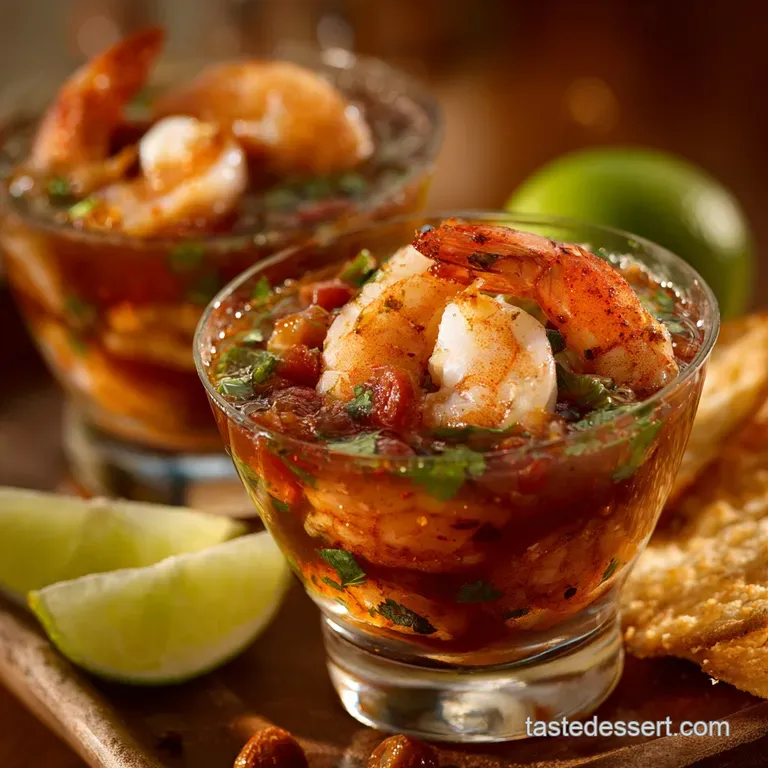 Mexican Fiesta Shrimp Cocktail Coctel De Camarones Picante presentation