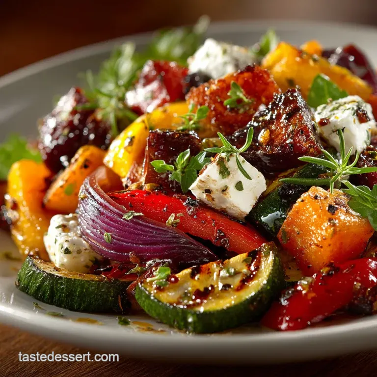 The Autumn Glow Roasted Vegetable and Feta Salad presentation