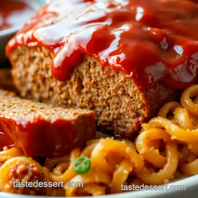 Ultimate Beef Meatloaf with a Sweet & Tangy Glaze presentation