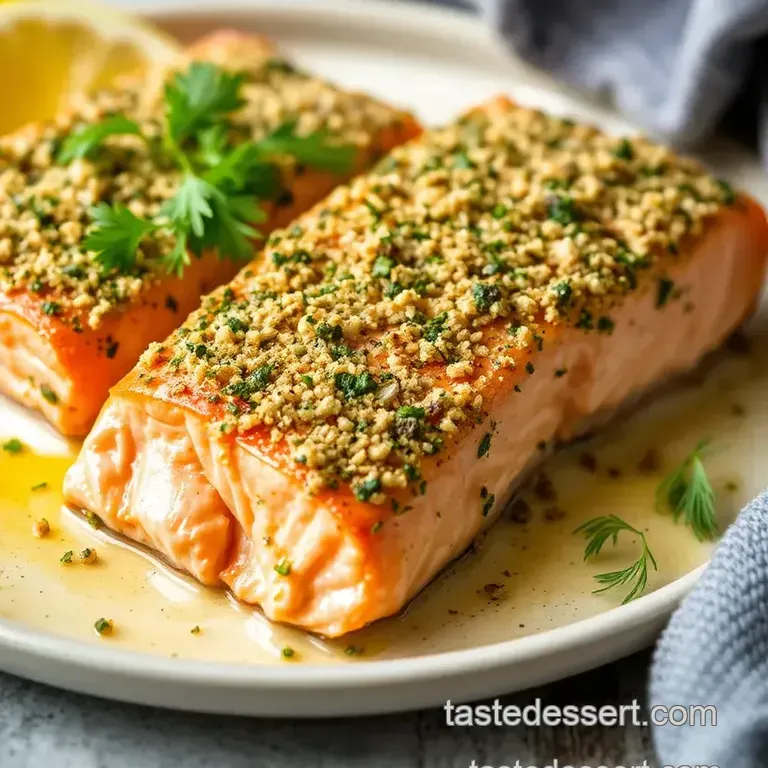 Herb-Crusted Salmon with Fresh Herbs presentation