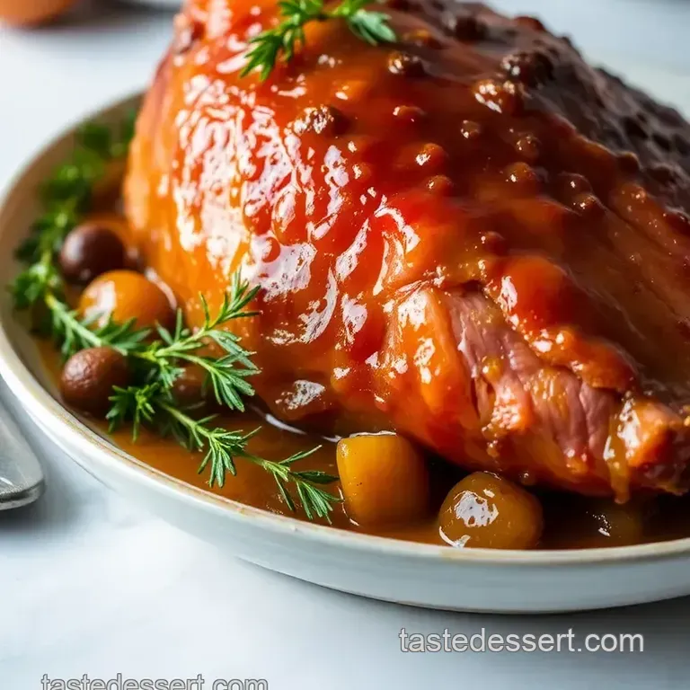 Bake Juicy Ham with Apricot Glaze presentation