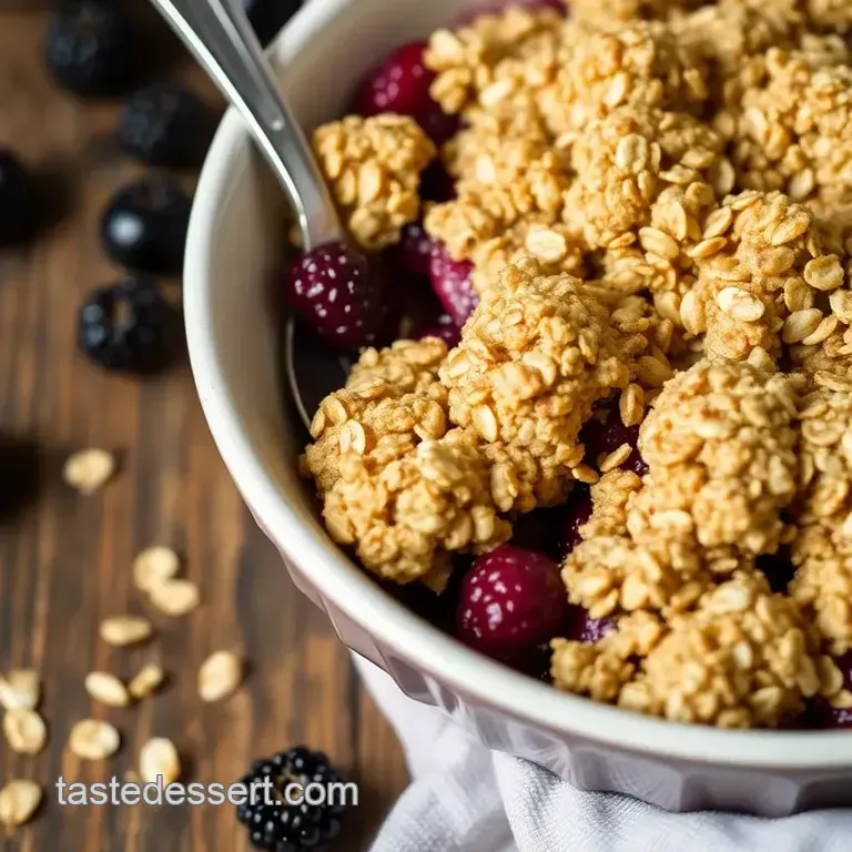 Delightful Warm Lingonberry Crumble presentation