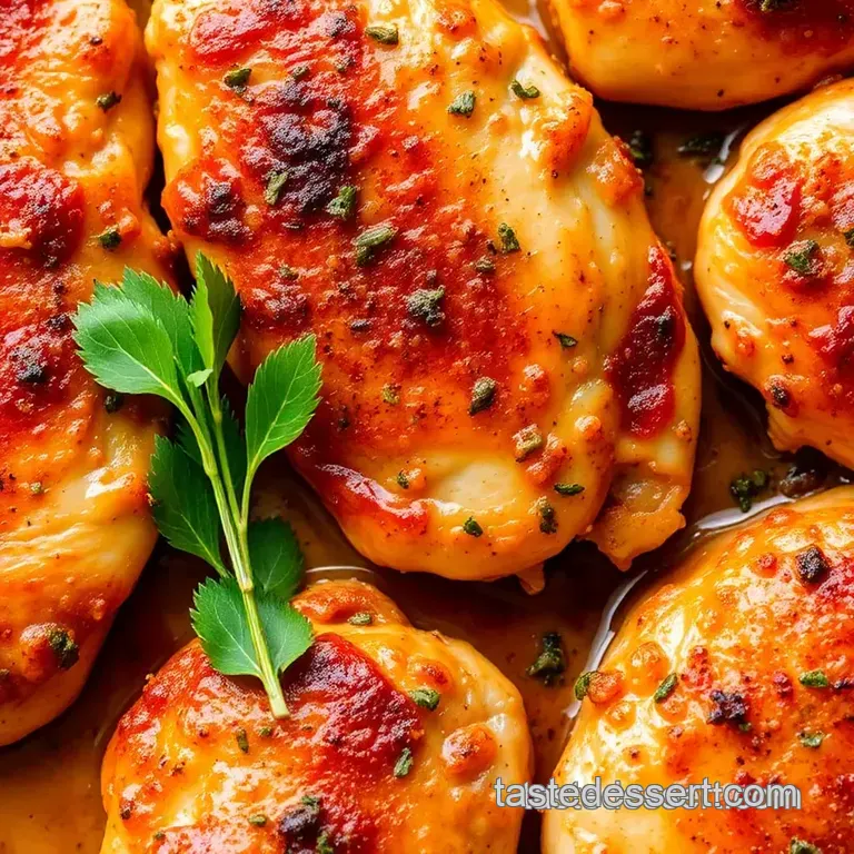 Baked Chicken Breasts with Spicy Garlic Flavor presentation