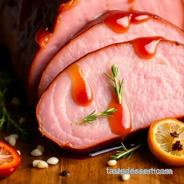 Baked Gammon with Sweet Glaze presentation