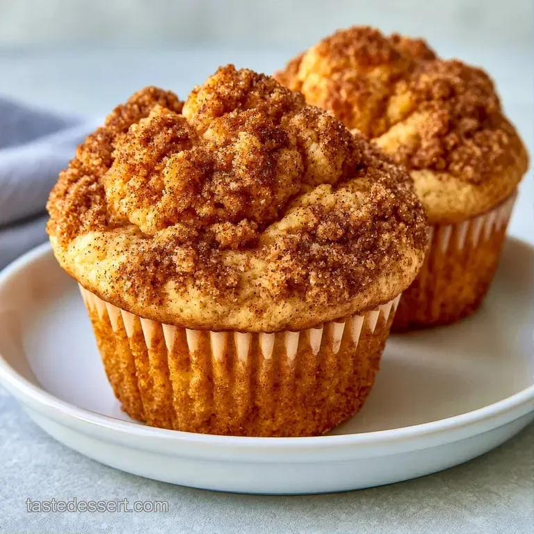 A stack of warm, golden cakes topped with sparkling sugar crystals on a white ceramic plate beside a linen napkin.