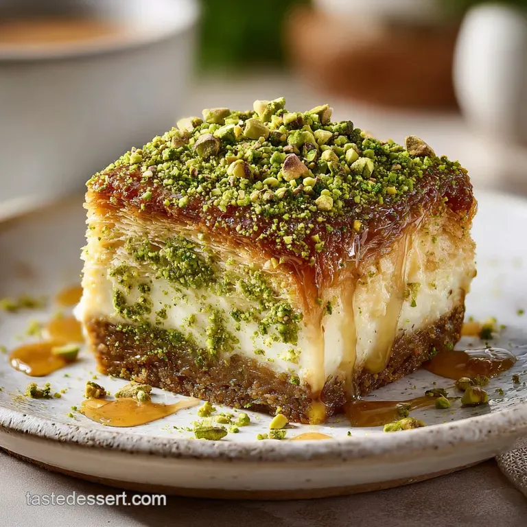 Baklava Pistachio Cheesecake: Crispy Golden Layers