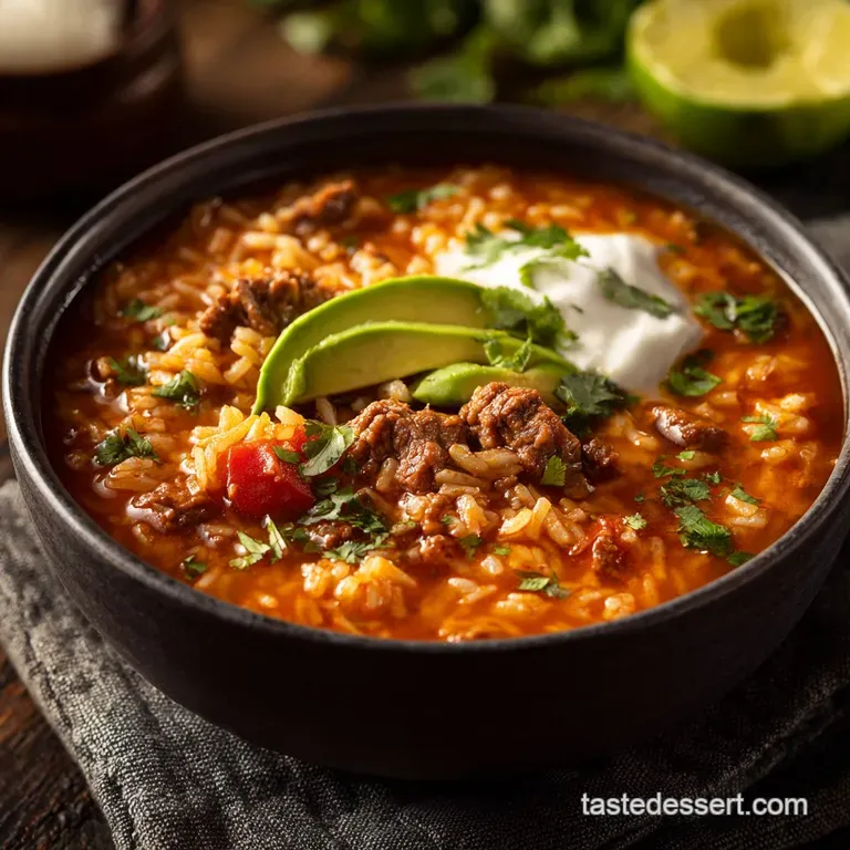 Spiced Beef Rice and Bean Fiesta Soup Beefy Mexican Rice Soup