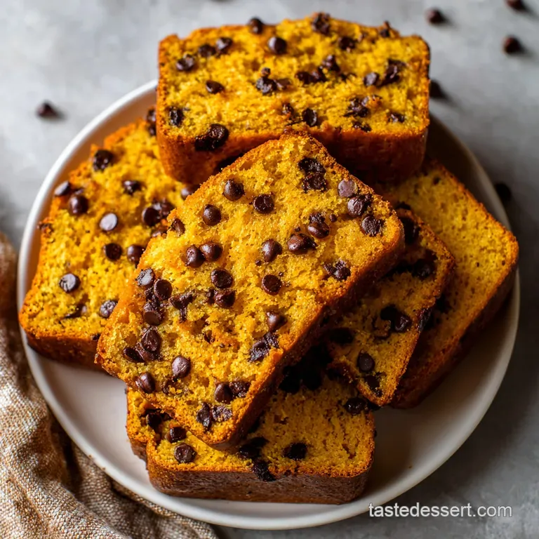 A slice of pumpkin bread with velvety crumb, topped with a dollop of cream.