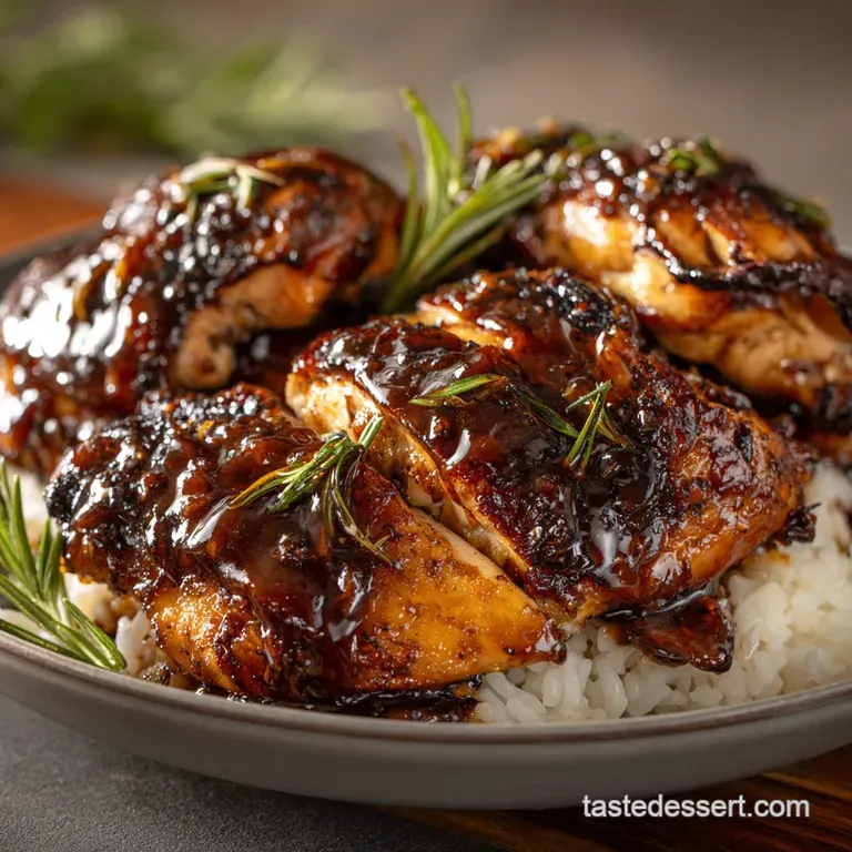 The Balsamic Beauty Slowcooker Chicken Thighs with Roasted Garlic Glaze presentation