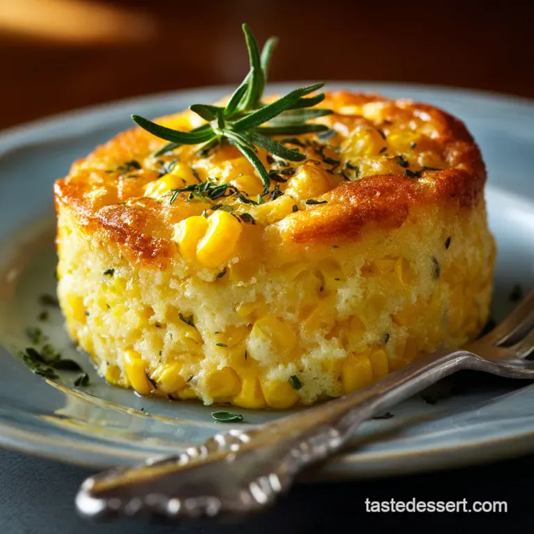 Savory Corn Pudding: Ultimate Silky Cheddar and Herb Casserole presentation