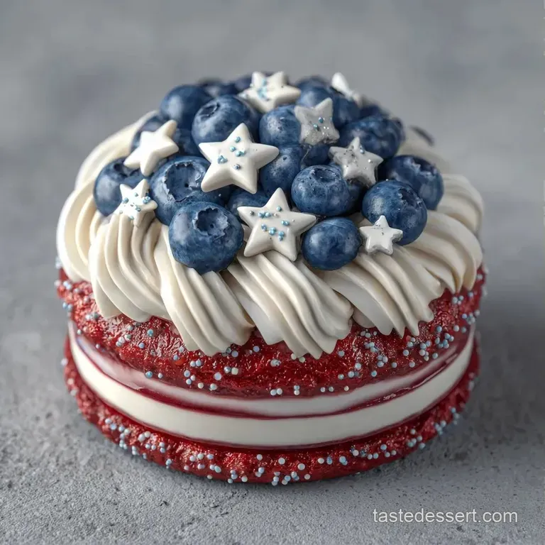 A precise slice of berry-topped cake on a white plate, showcasing clean layers of cream and red fruit.