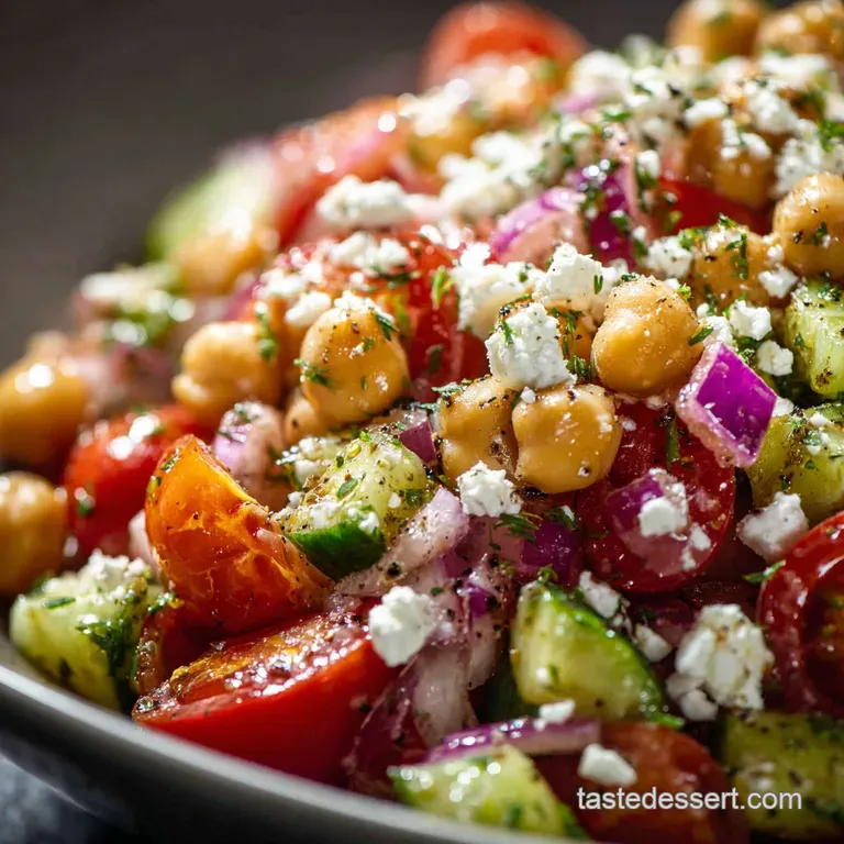 The Big Fat Greek Chickpea Salad with Zesty Lemonoregano Vinaigrette presentation