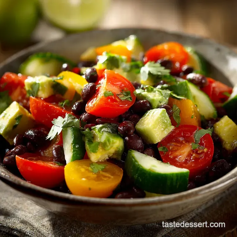 Black Bean Avocado Cucumber and Tomato Salad: Fresh Zesty and Ready in 50 Minutes presentation