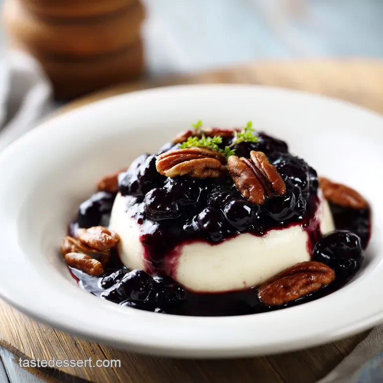Elegant glass parfait showcasing layers of vibrant purple blueberries, whipped cream, and toasted golden pecans.