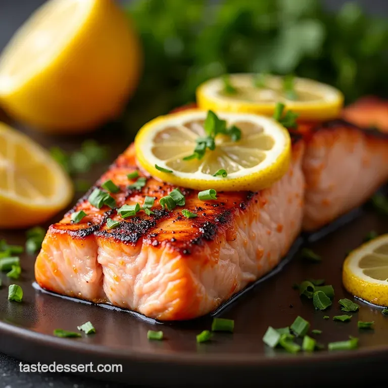 Bright Buttery Lemon Herb Grilled Salmon presentation