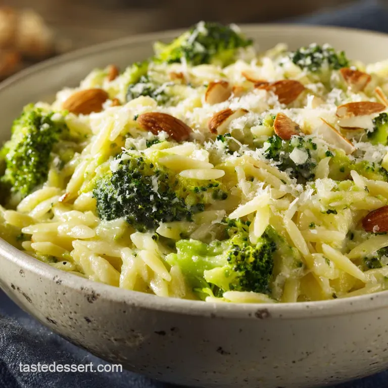 Broccoli and Orzo: Creamy Lemon-Kissed Skillet with Roasted Garlic