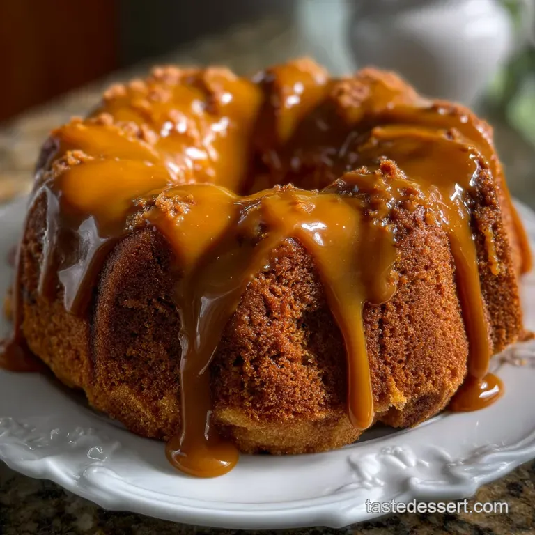 Brown Sugar Pound Cake with Butterscotch Glaze presentation