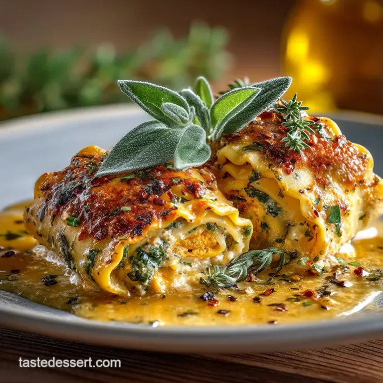 Creamy Butternut Squash Lasagna Rolls with Sage Brown Butter Sauce