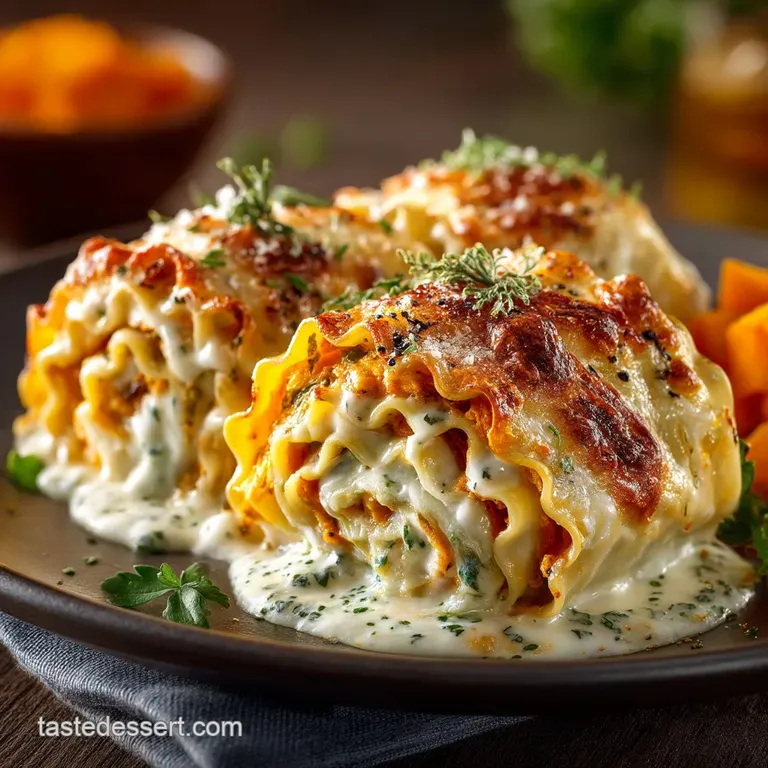 Autumnal Hugs Creamy Butternut Squash Lasagna Rollups presentation