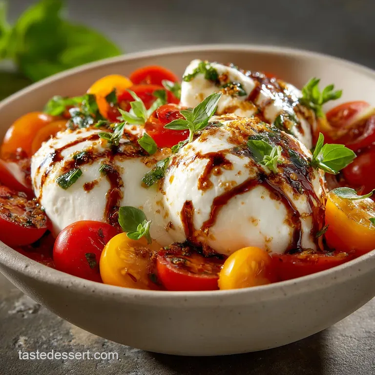 High Protein Caprese Cottage Cheese Bowls with Warm Burst Tomatoes presentation