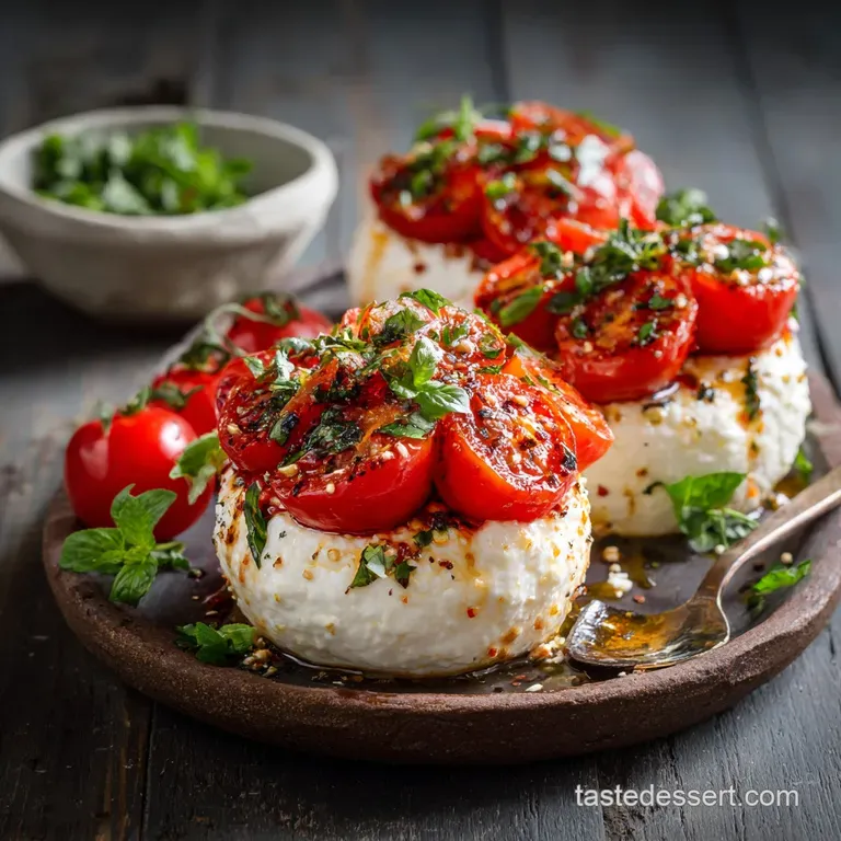 High Protein Caprese Cottage Cheese Bowls with Warm Burst Tomatoes