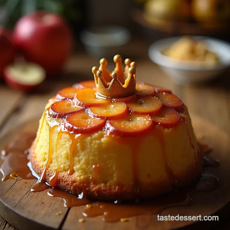 The Caramelised Crown Apple Cake a Truly Golden Upsidedown Delight presentation