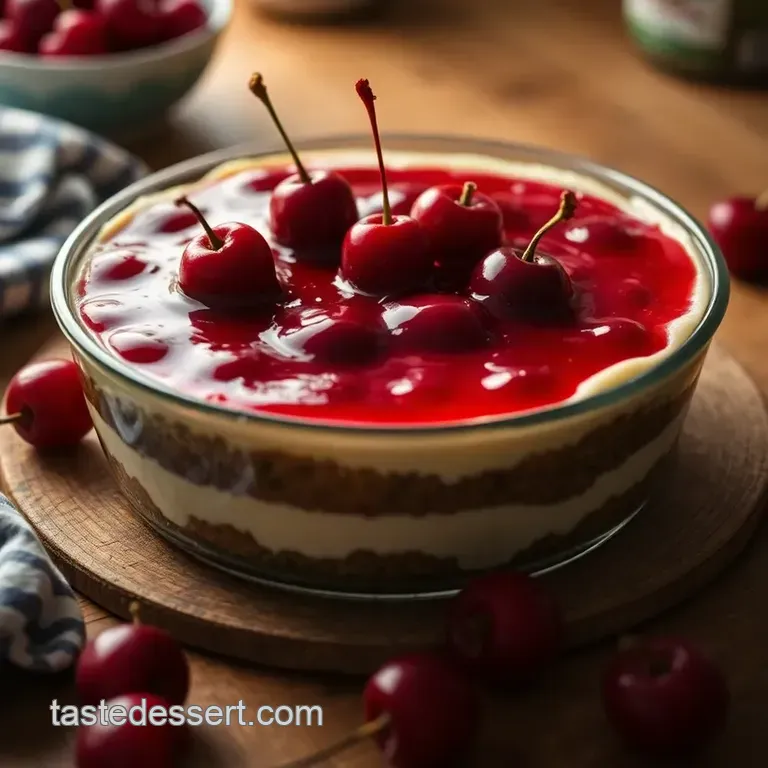 Cherry Cheesecake Lush Dessert Recipe presentation